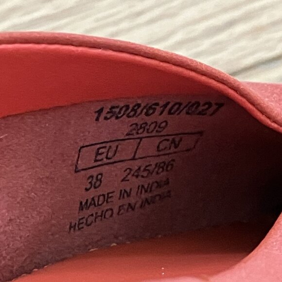 Zara Leather Flats Womens EU 38 US 7.5 Rust Orange Square Toe Strap Ballet - Picture 7 of 9